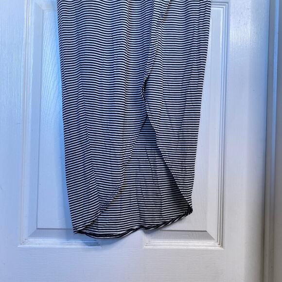 ANTHROPOLOGIE Dolan Black White Striped Knit Hi Lo Cowl Neck Maxi Dress Small - Picture 6 of 9